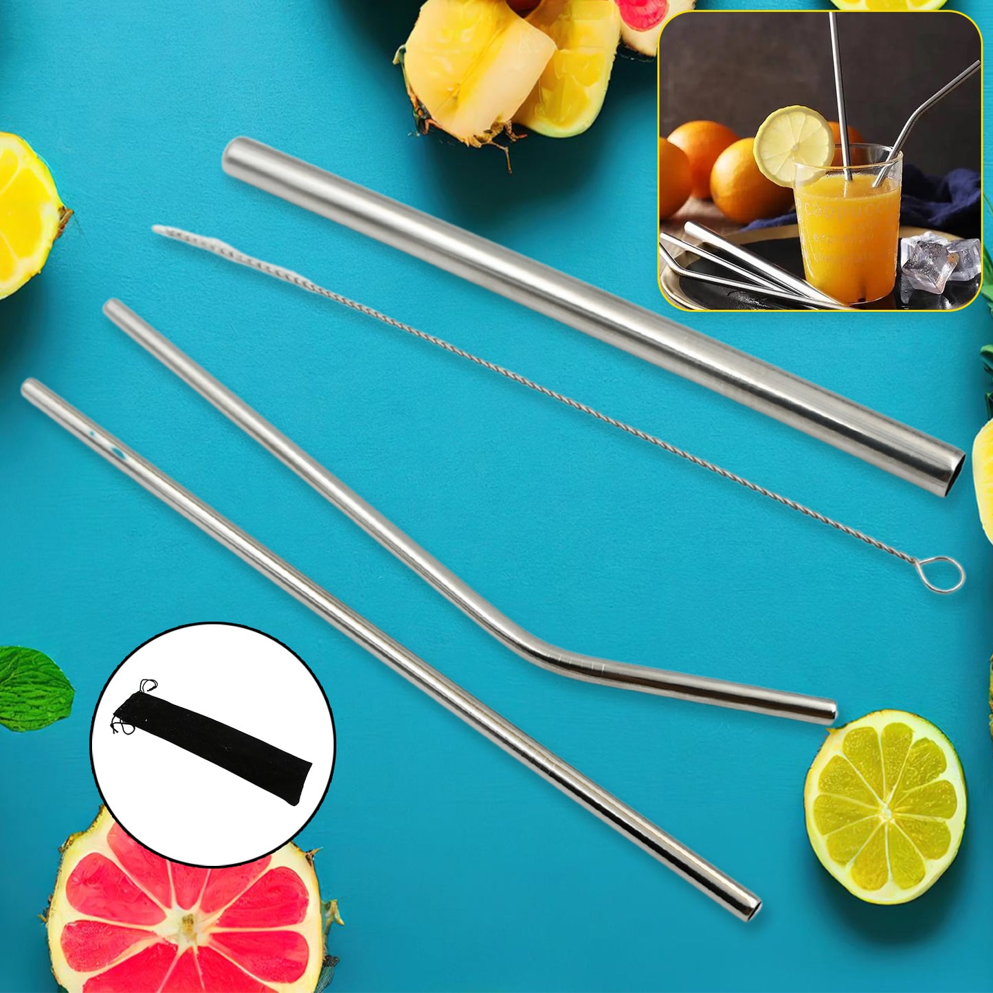 Reusable Stainless Steel Straws With Travel Case