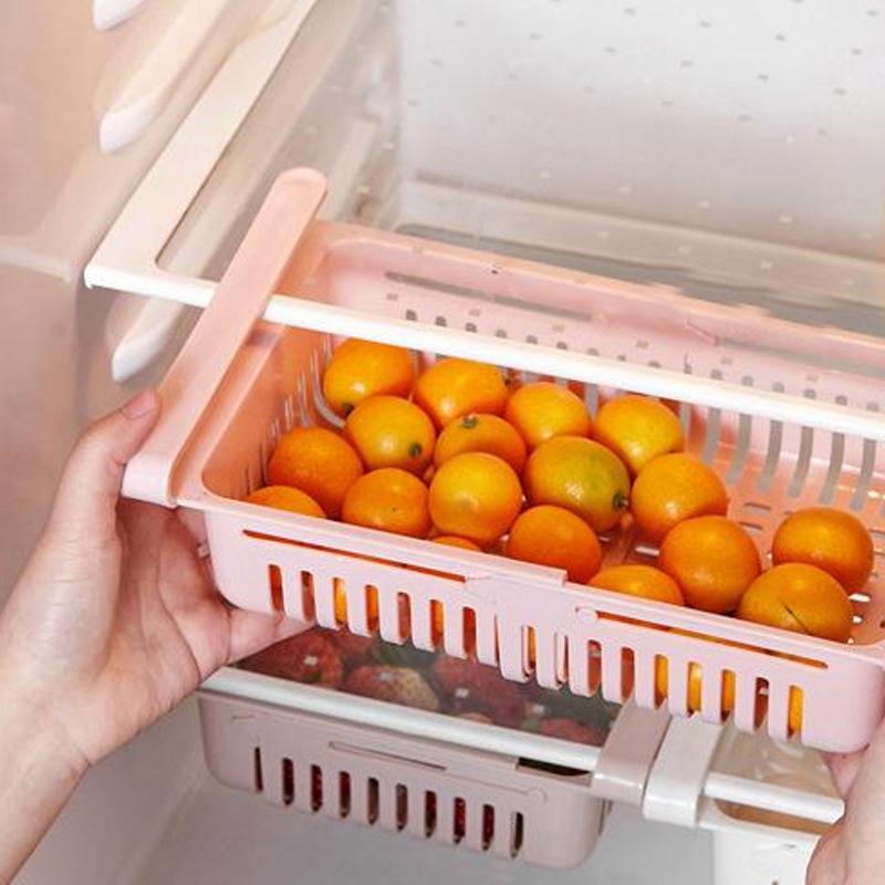 Adjustable Fridge Sliding Storage Racks (4 Pc Set) (Multicolour)