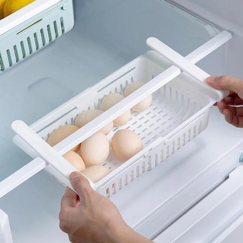 Adjustable Fridge Sliding Storage Racks (4 Pc Set) (Multicolour)