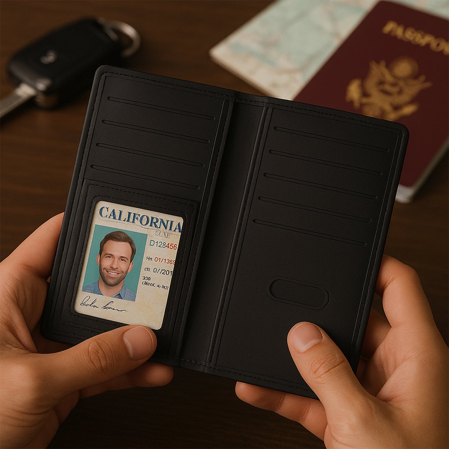 Premium Multi-compartment Travel Document Holder And Card Organizer Wallet (1 Pc)