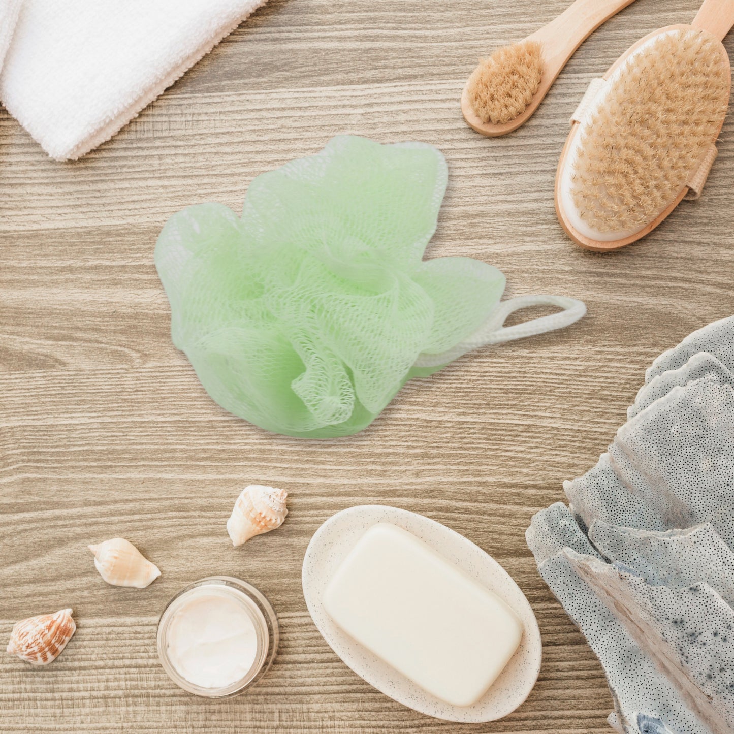 Bath Shower Scrubber & Loofah Sponge Set