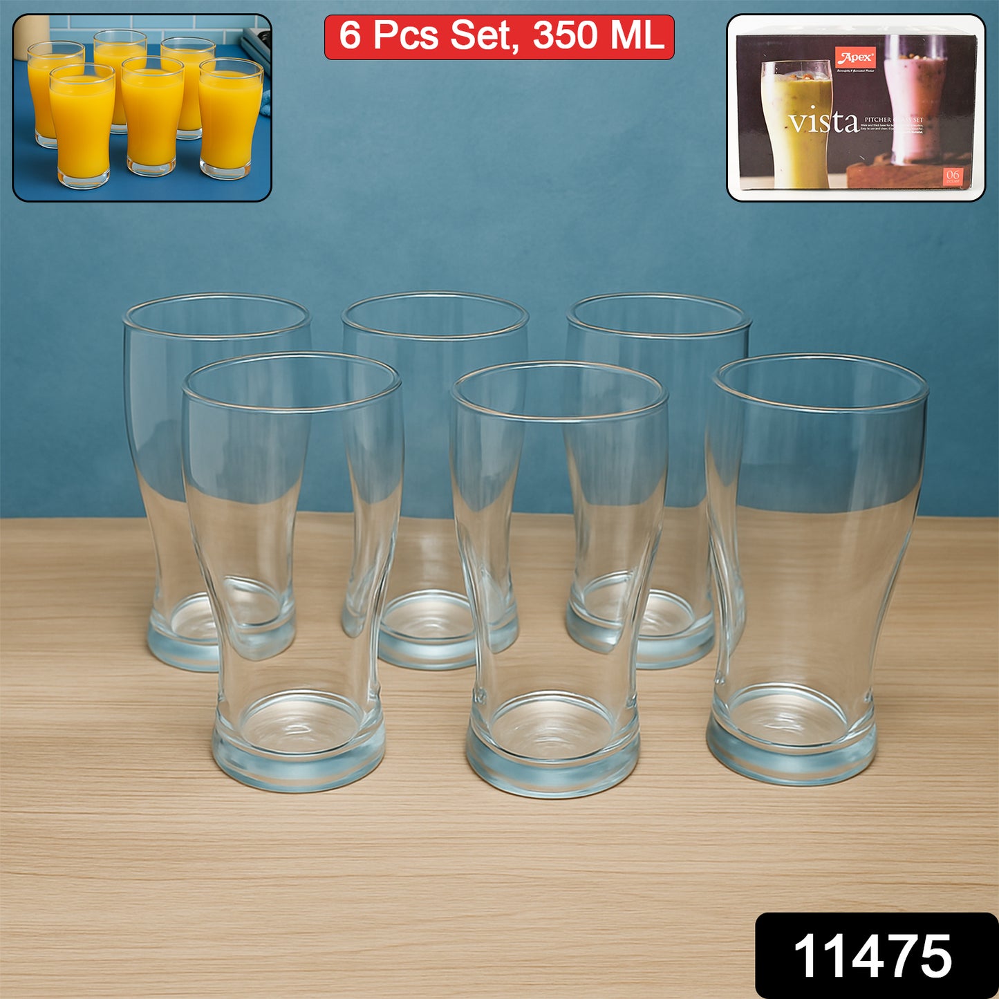 Apex Vista Unbreakable Pitcher Glass Set 350 Ml (Approx) 6-piece