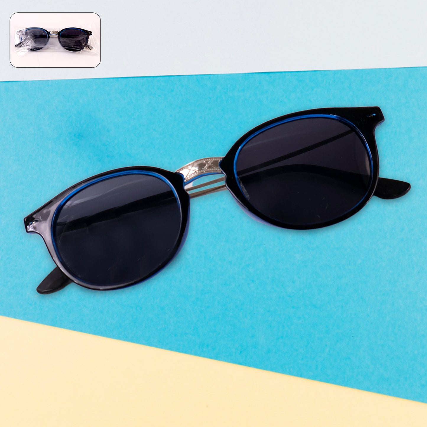Blue Uv Protected Round Sunglasses Classic Sunglasses For Men Women Lightweight