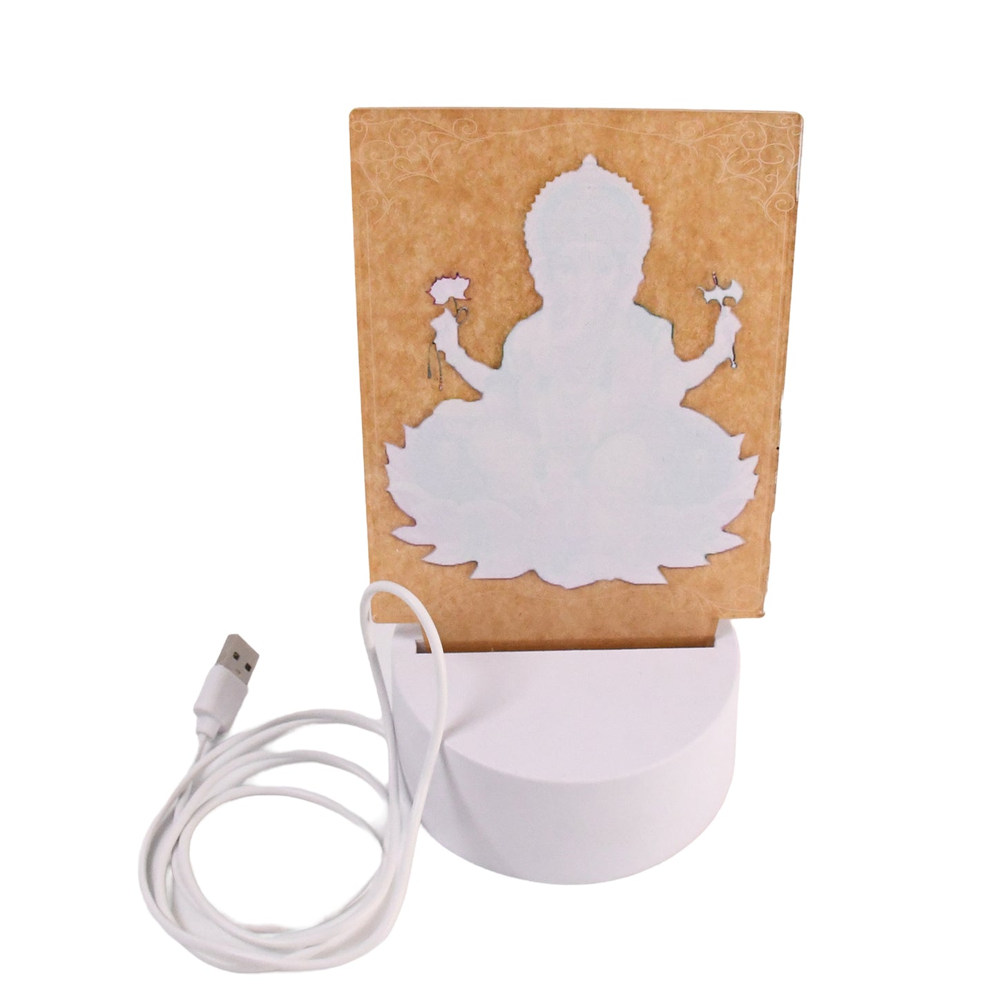 Beautiful 3D Lord Ganesh Frame With Soft White Light (1 Pc)