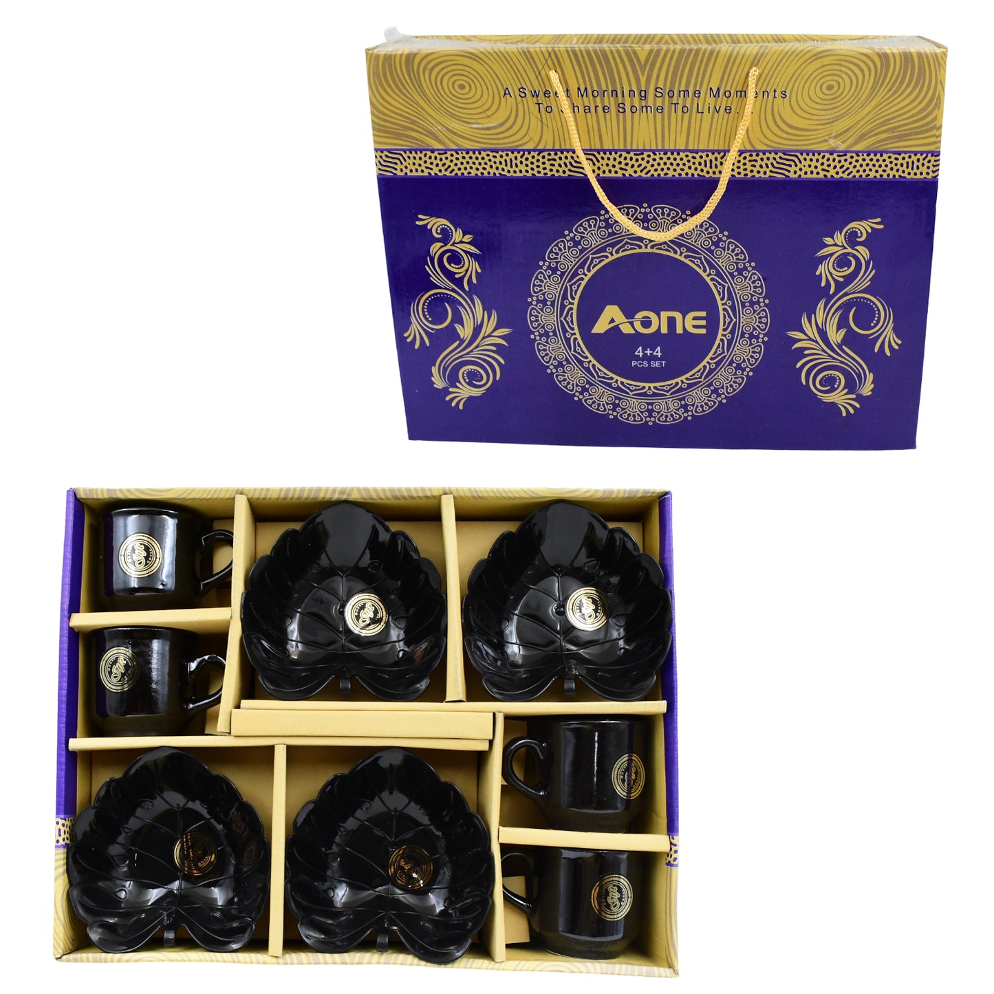 A 1 Ceramic Tea Cups Mug Set With Serving Bowl (8 Pcs Set)