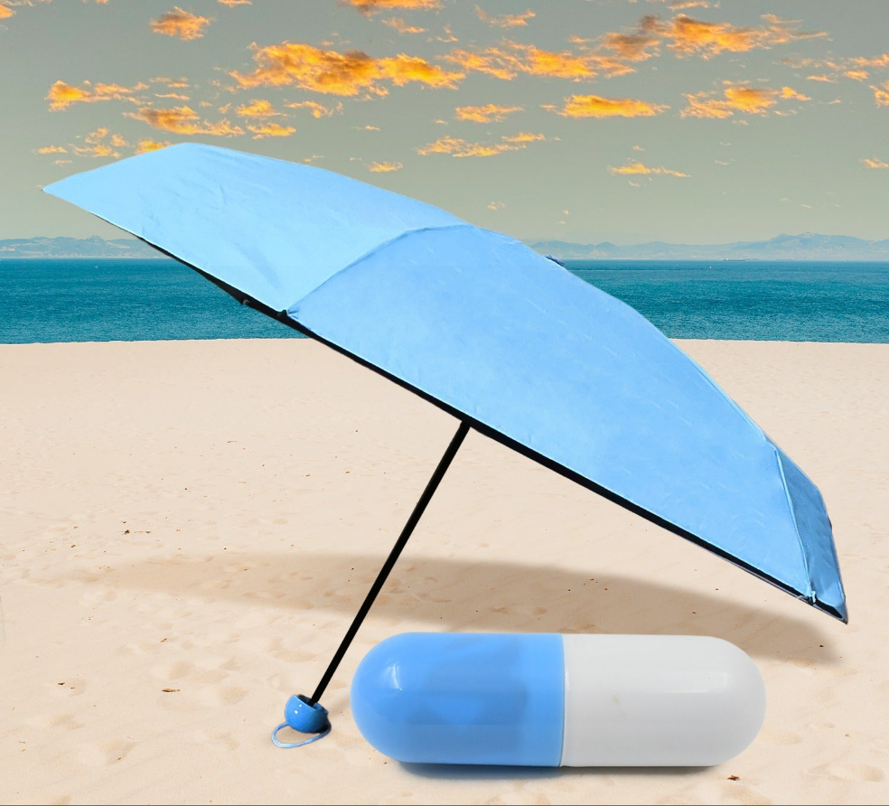 5 Fold Manual Open Umbrella With Capsule Case (1 Pc)