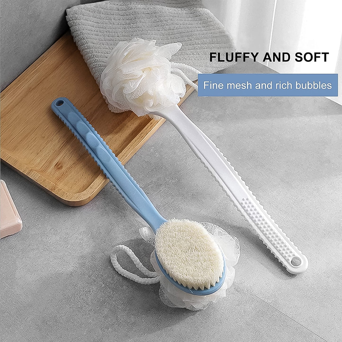 2 in 1 Bath Brush With Long Handle