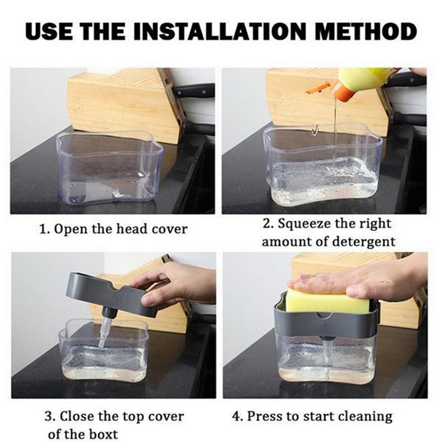 2-in-1 Plastic Soap Pump Dispenser with Sponge Holder