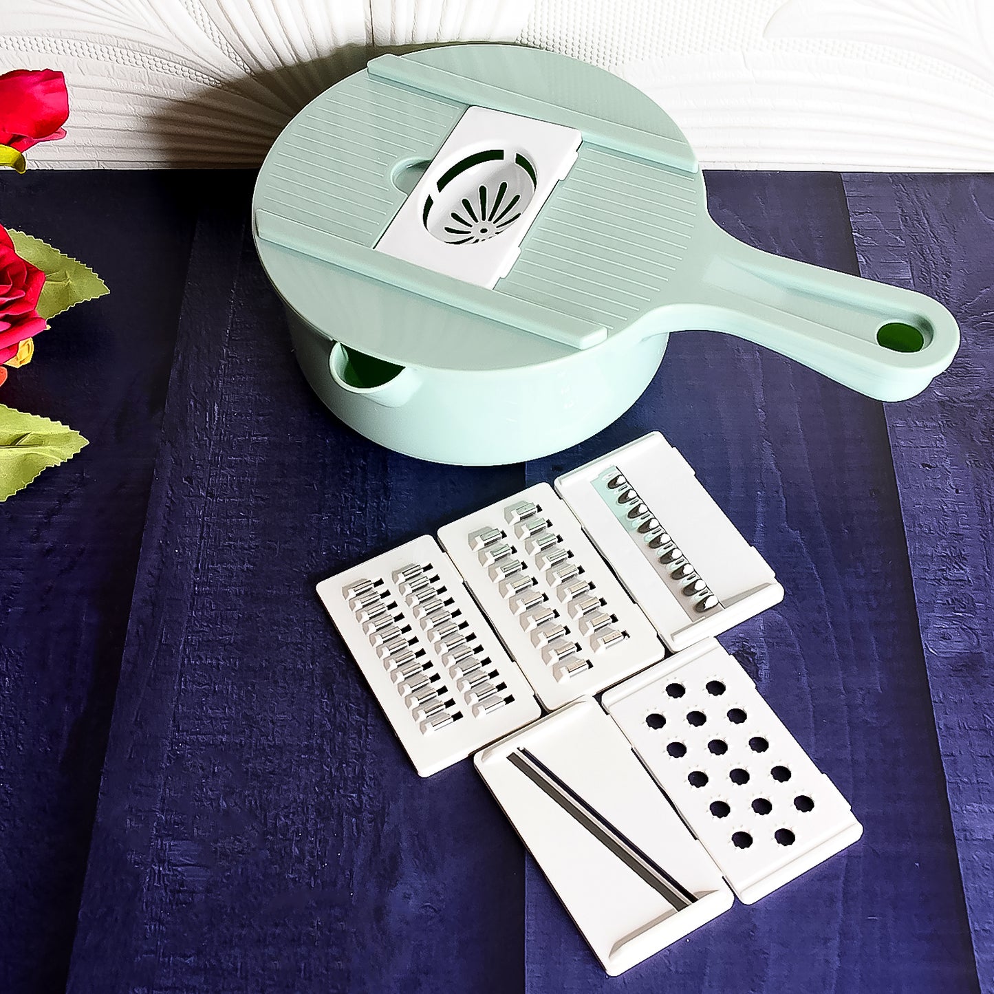 6 In 1 Vegetable Chopper with Drain Basket