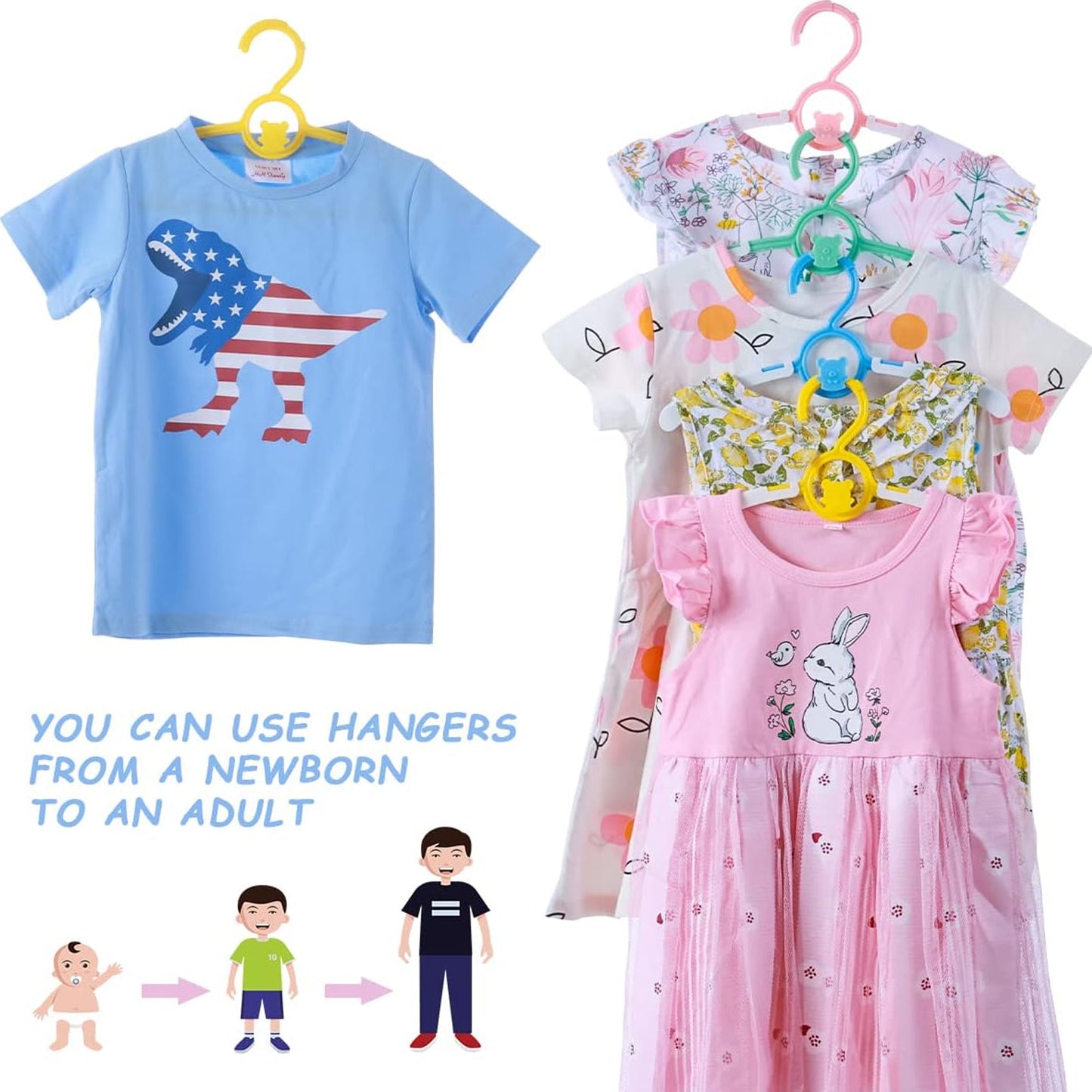 Large Dress Hanger Plastic Adjustable Cloth Hanger (5 Pcs Set)
