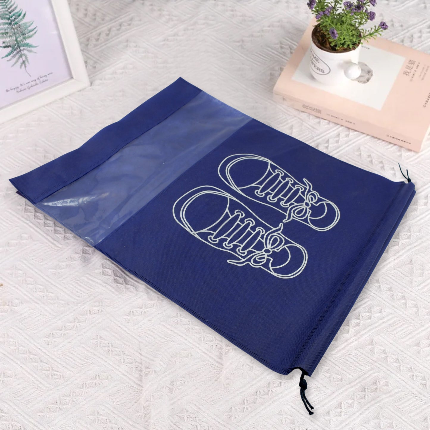 8783 Beach Bag Shoes Storage Bag Closet Organizer Non-woven Travel Portable Bag Waterproof Pocket Clothing Classified Hanging Bag Shoe Bag Luggage Travel Portable Shoe Pouch Non Woven Transparent Window (3 Pc )