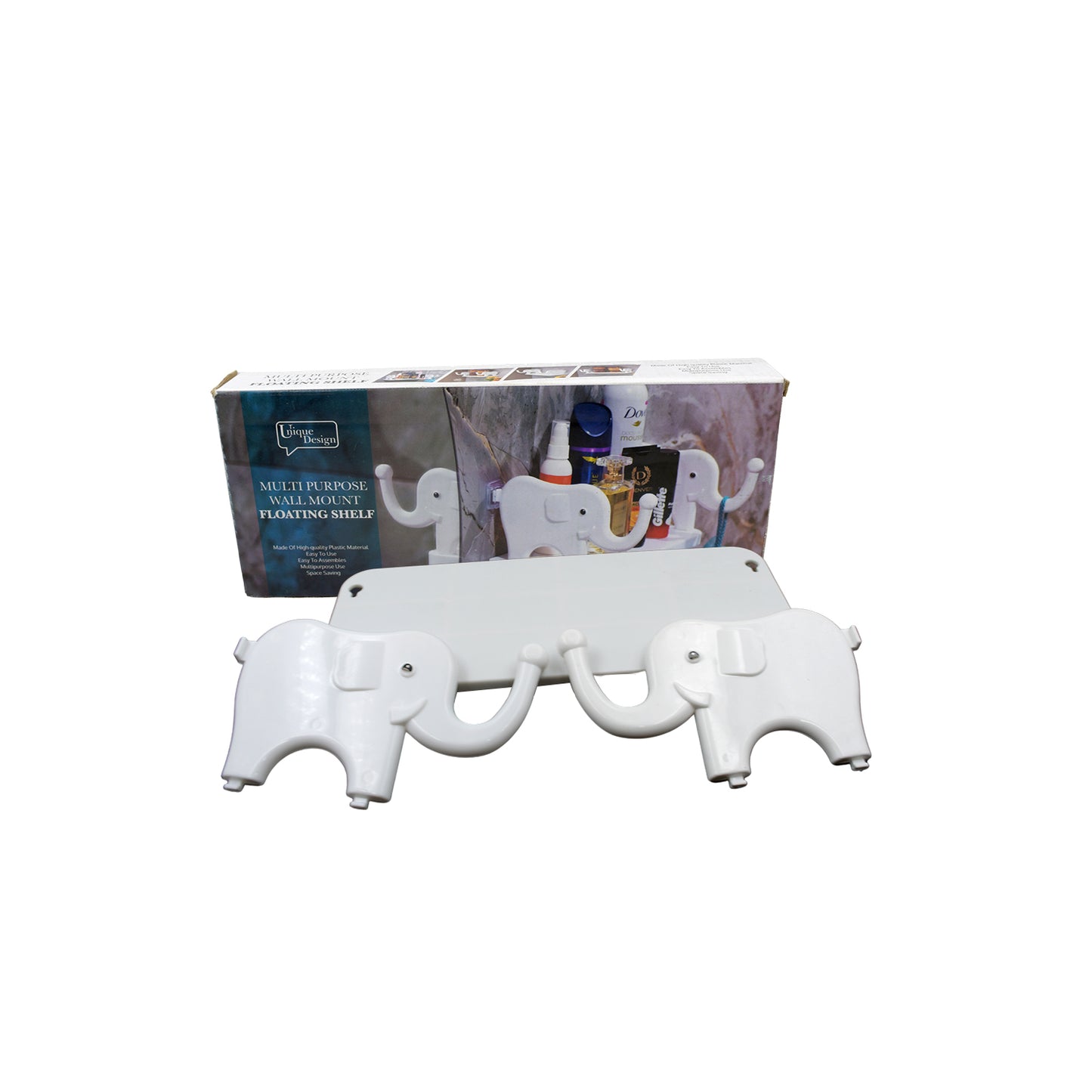 9272 Multifunctional Elephant Shaped Storage Shelf No Punching Wall Mounted Mini Storage Rack Creative Cute Elephant Shelf Organizer For Kitchen Bathroom Bedroom Study