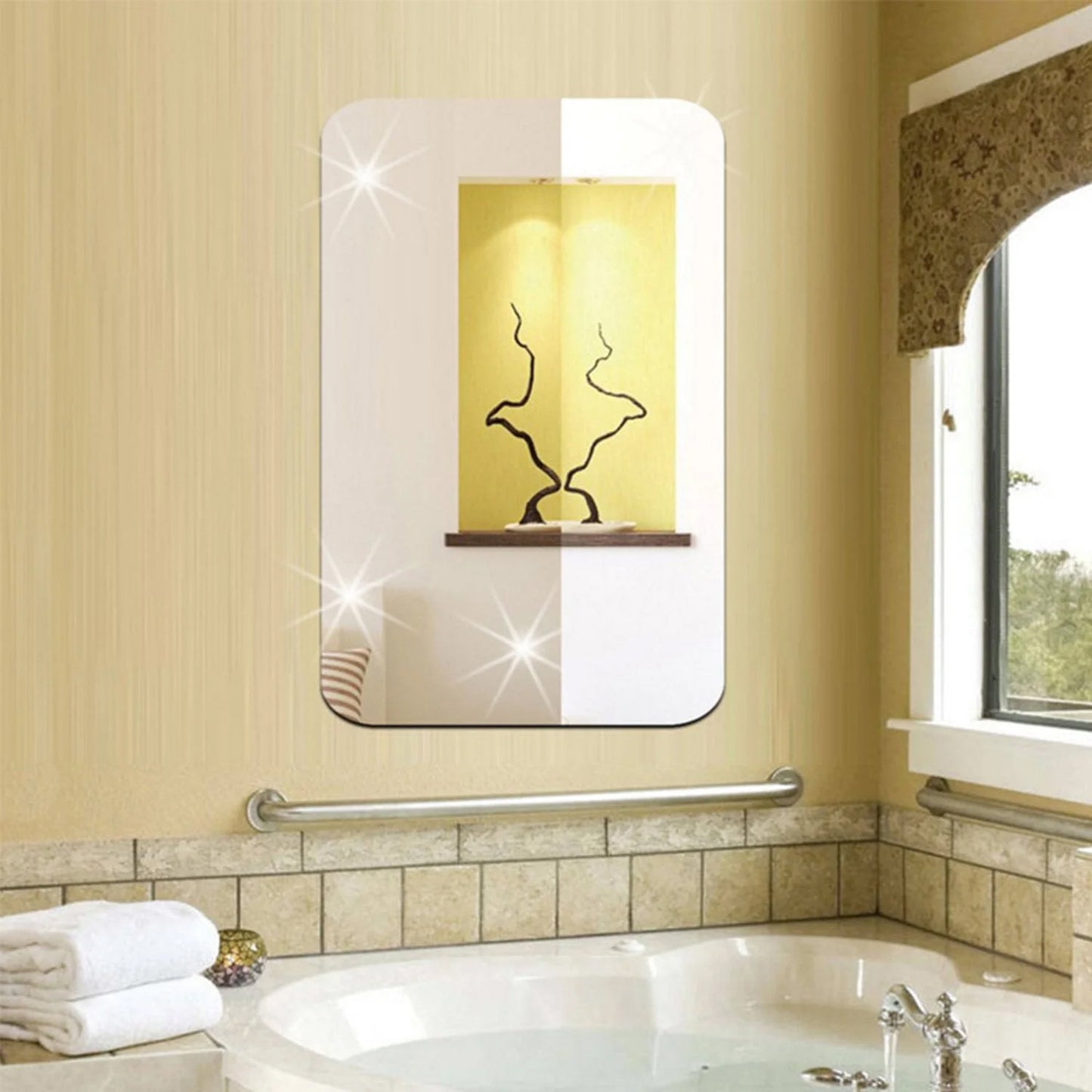 Plastic Square 3D Mirror Wall Stickers (1 Pc 30x30 Cm)