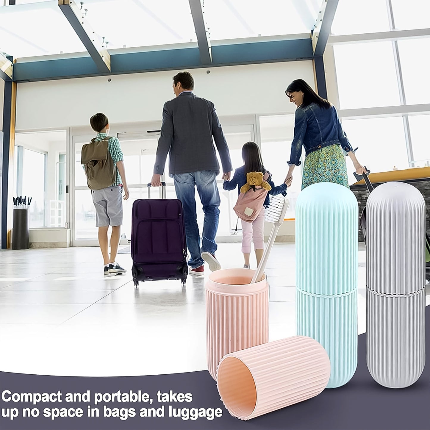 Capsule Shape Travel Toothbrush & Toothpaste Case (Multicolor 3 Pcs Set)