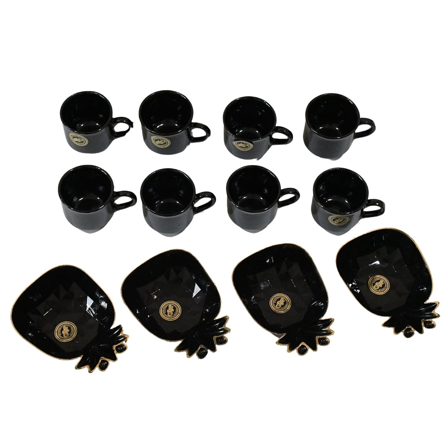 Pine Junction Ceramic Tea Cups & Bowl (12 Pcs Set)