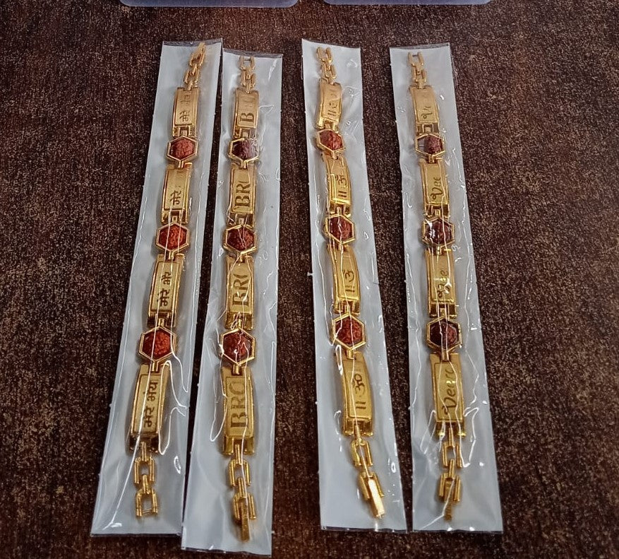 Gold Plated Bracelet Rakhi For Brother (1 Pc. Mix Design)