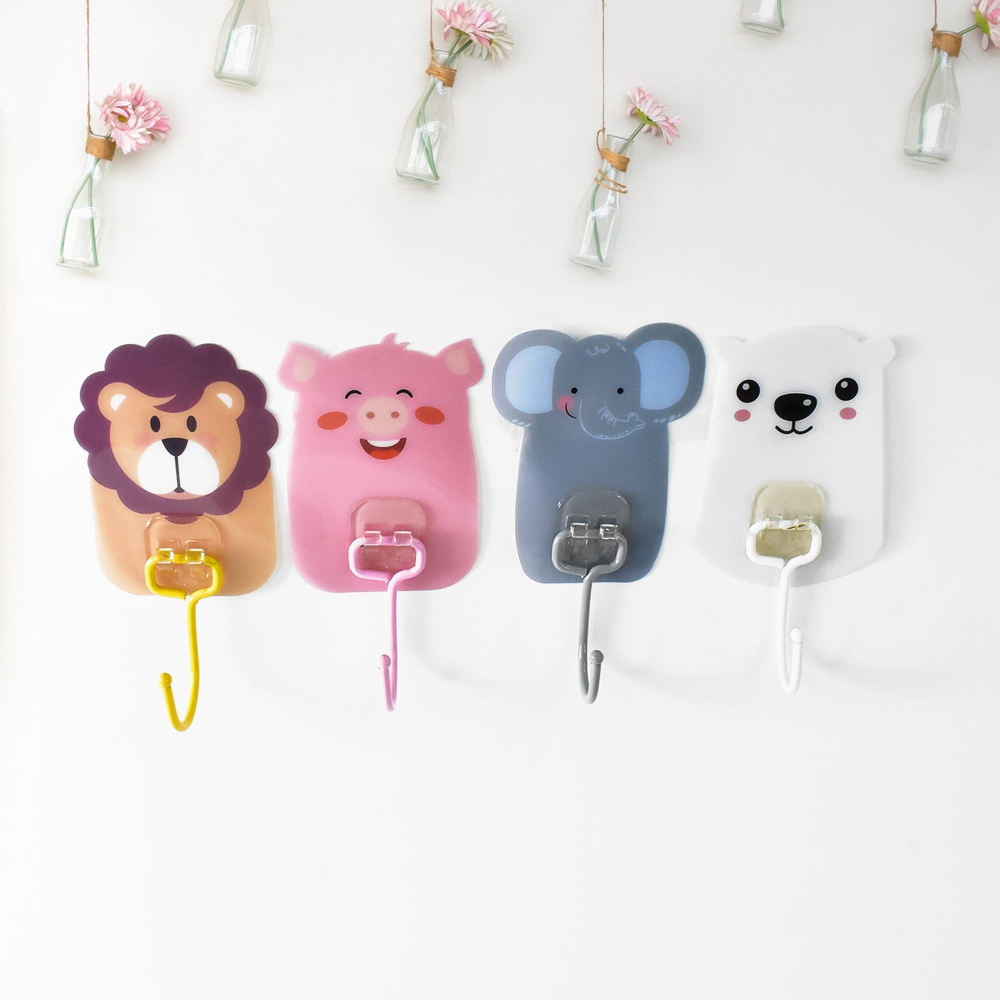 Cartoon Wall Mounted Self Adhesive Hooks (10 Pcs)