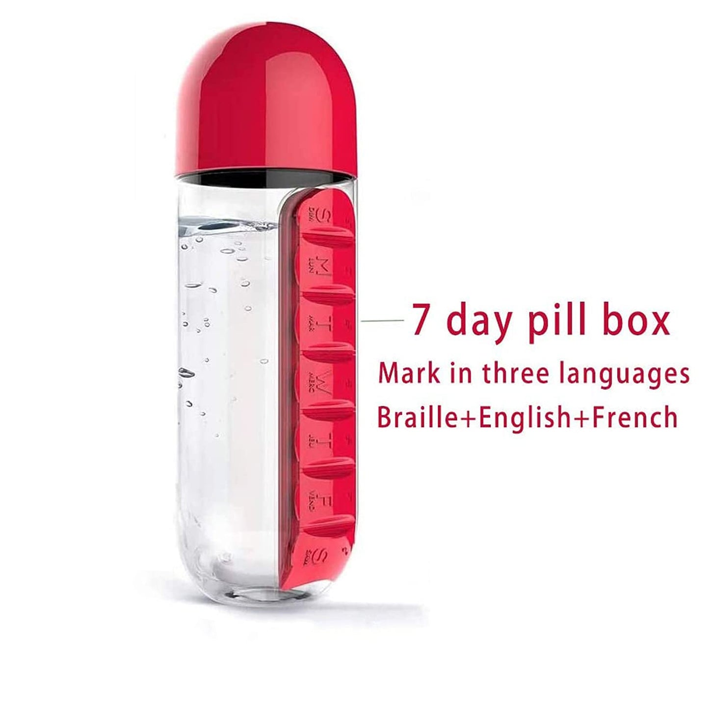 Water Bottle With Built-in Pill Organizer Approx 900ml