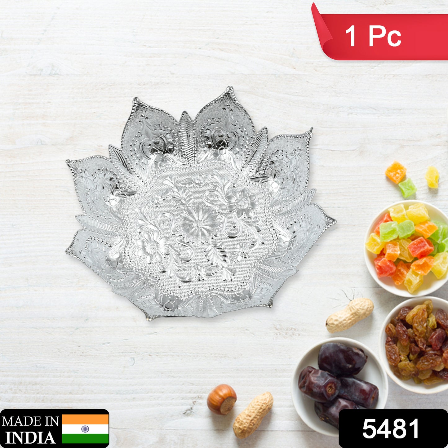 5481 Decorative Mukhwas Serving Tray Serving Mukhwas Plate Fancy Candy Tray Dry Fruit Serving Tray (1 Pc Set)