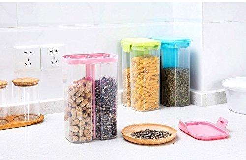 Plastic 2 Sections Air Tight Transparent Food Container (2 Ltr)