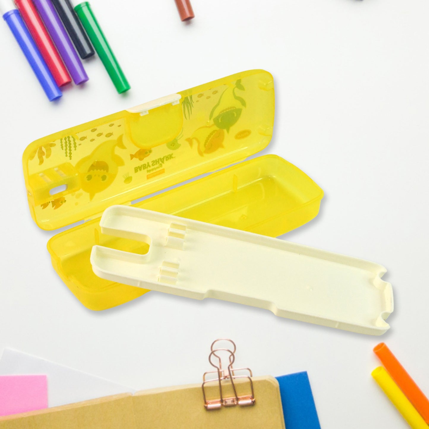 Cartoon Pencil Box With LED Light (1 Pc)