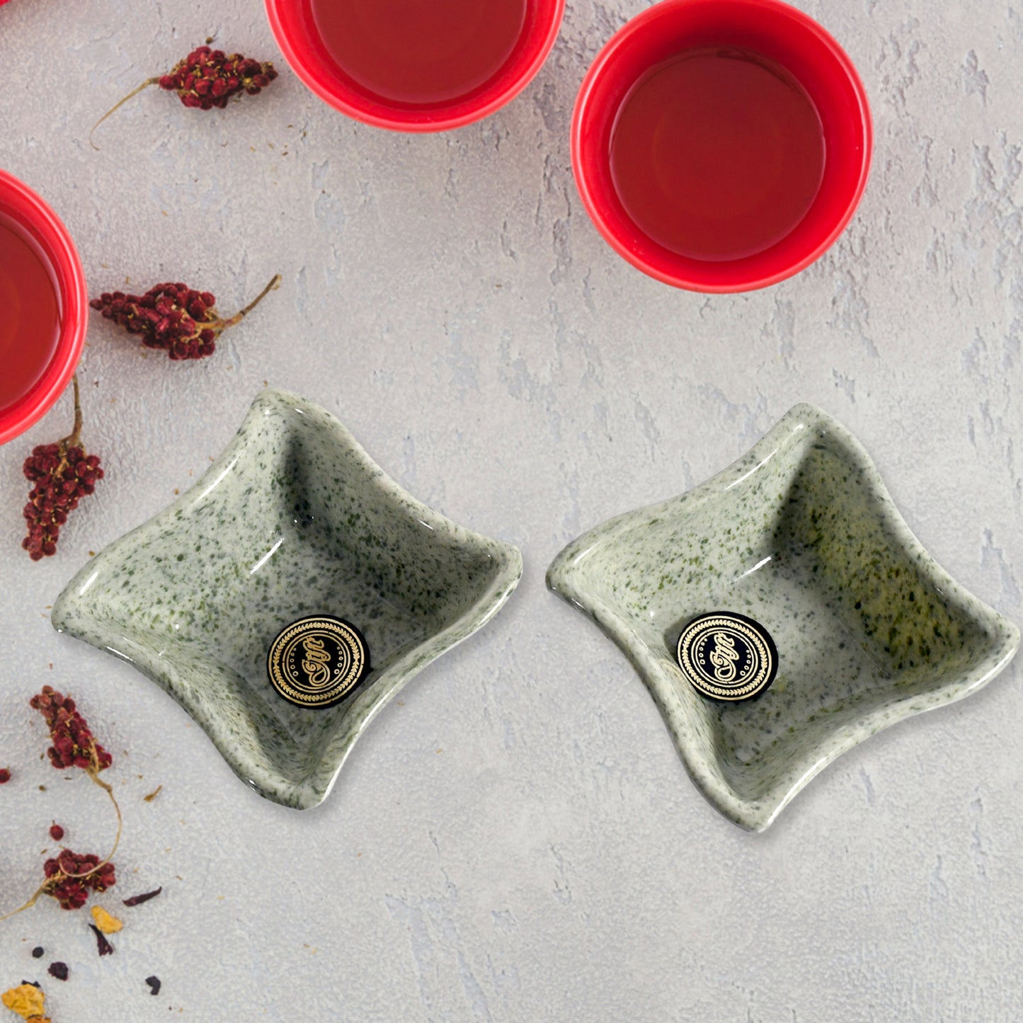 Festo Ceramic Tea Mug Set Including Snacks Serving Bowl (4 Pcs Set)