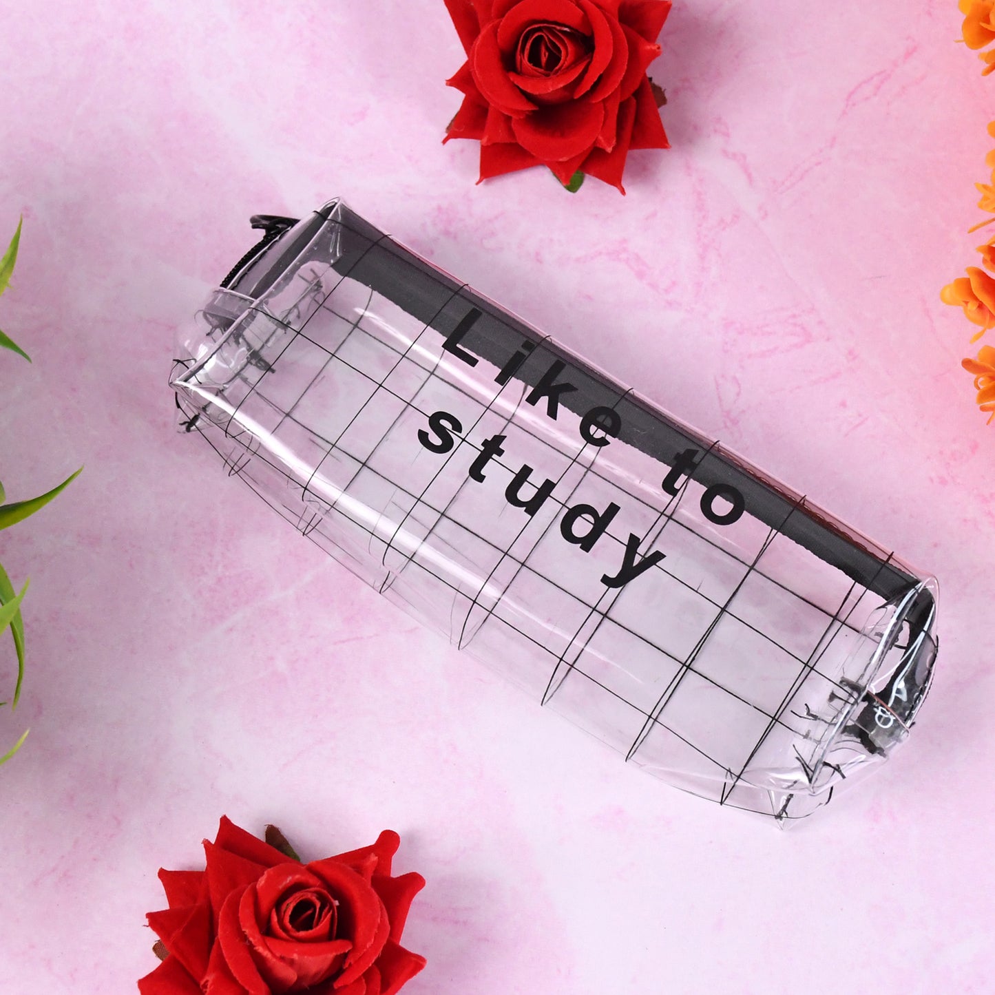 Plastic Transparent Pencil Pouch With Zipper (1 Pc)