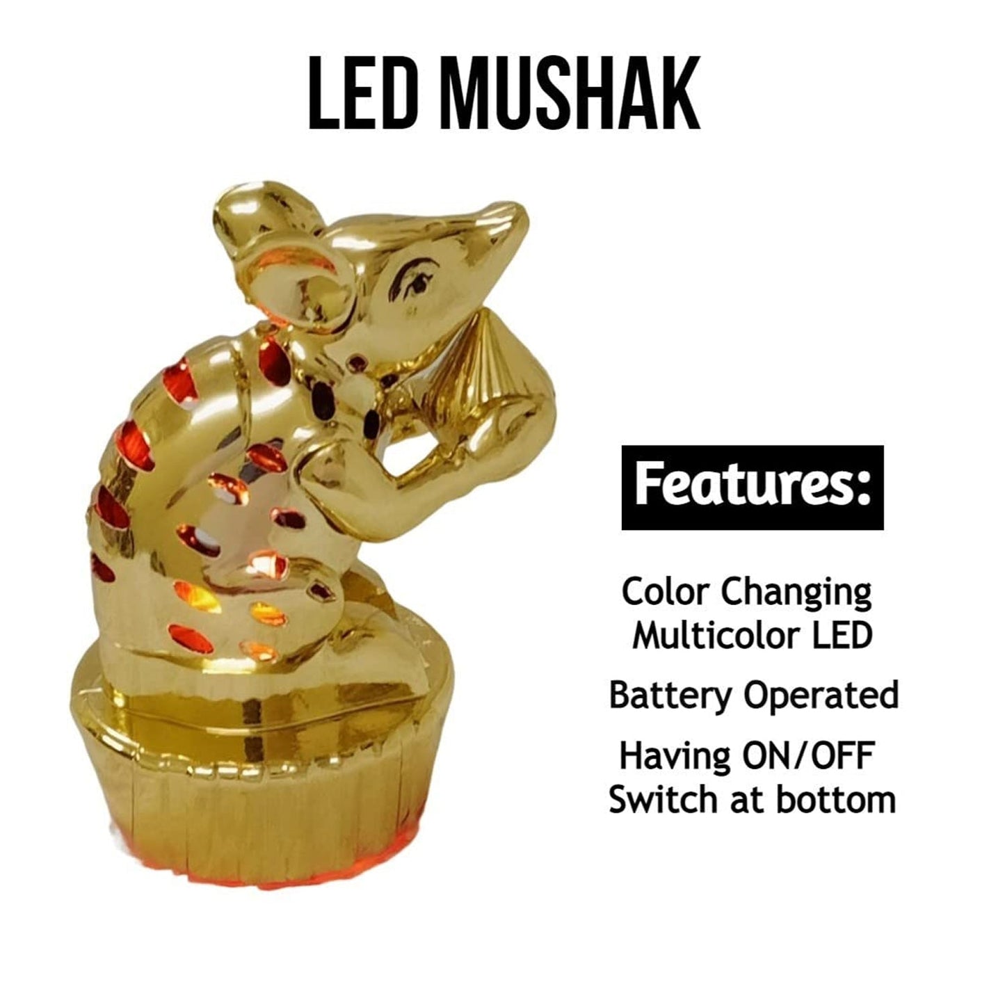 Multicolour Led Mushak Led Mooshak For Ganpati Decorations (1 Pc)