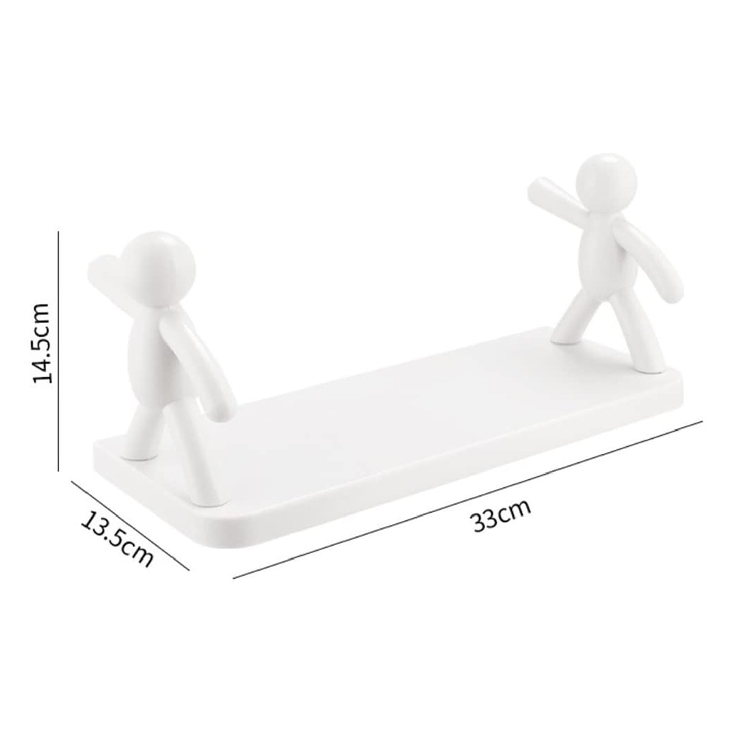9271b Self Adhesive Cute Floating Shelves Wall Shelf Wall Mounted Organizer - Human Figurine Brown Box