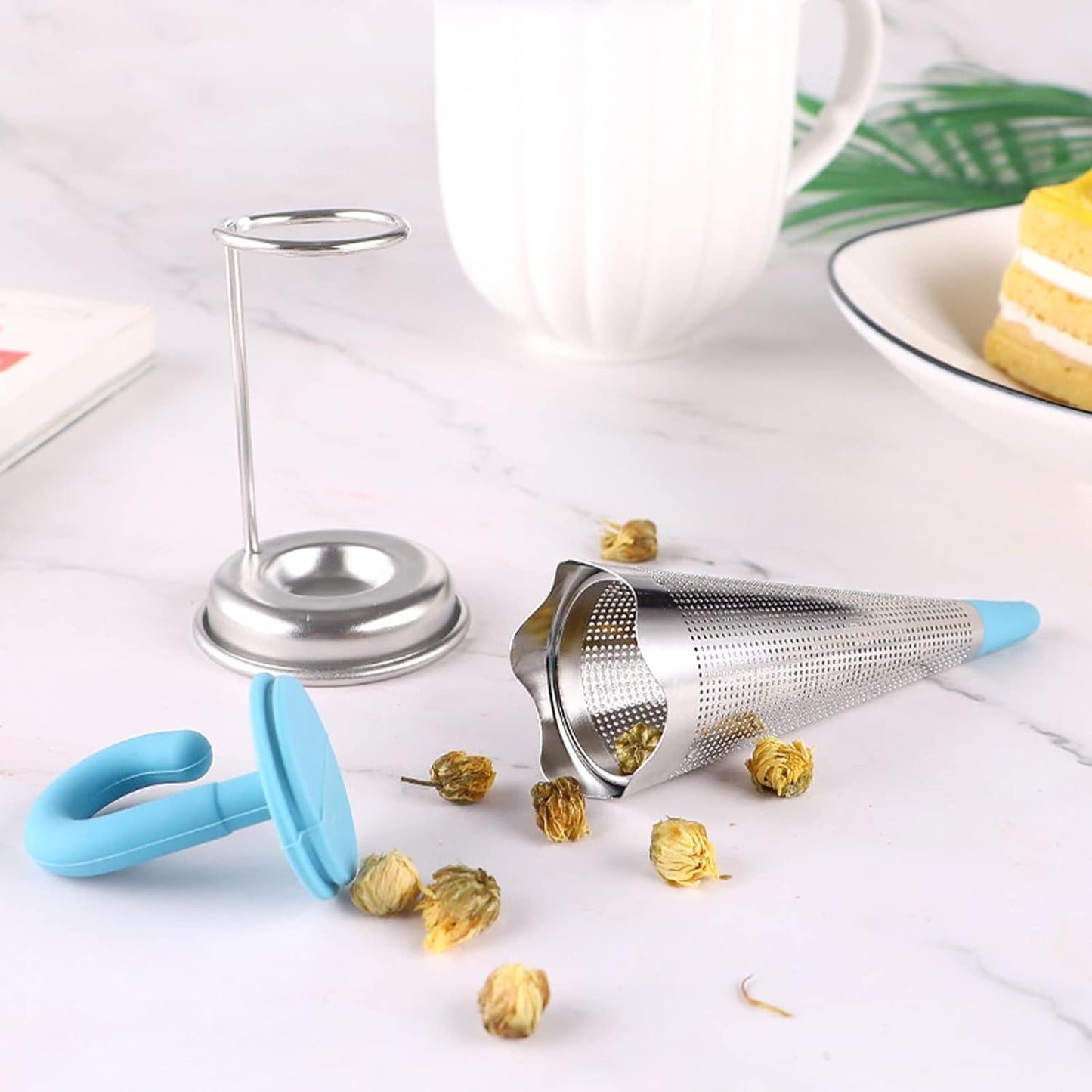 Reusable Umbrella Tea Strainer With Tray Stand
