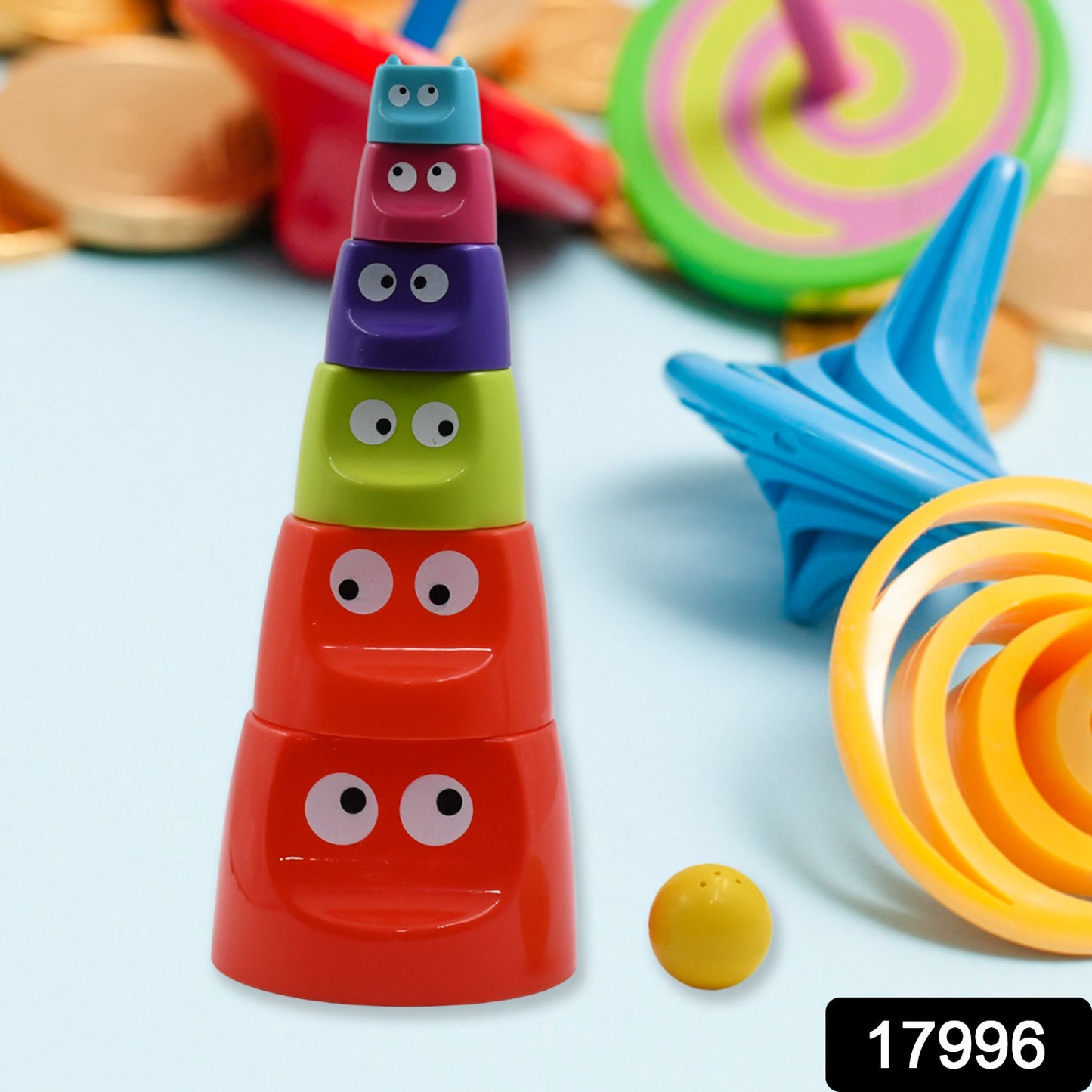 17996 Monster Cups - Activity Toy For Babies 5+ Months Plastic Multicolor Infant Preschool Toys Develops Motor Reasoning Skills Birthday Gifts For Boys Girls Age 5+ Months Kids (1 Set)
