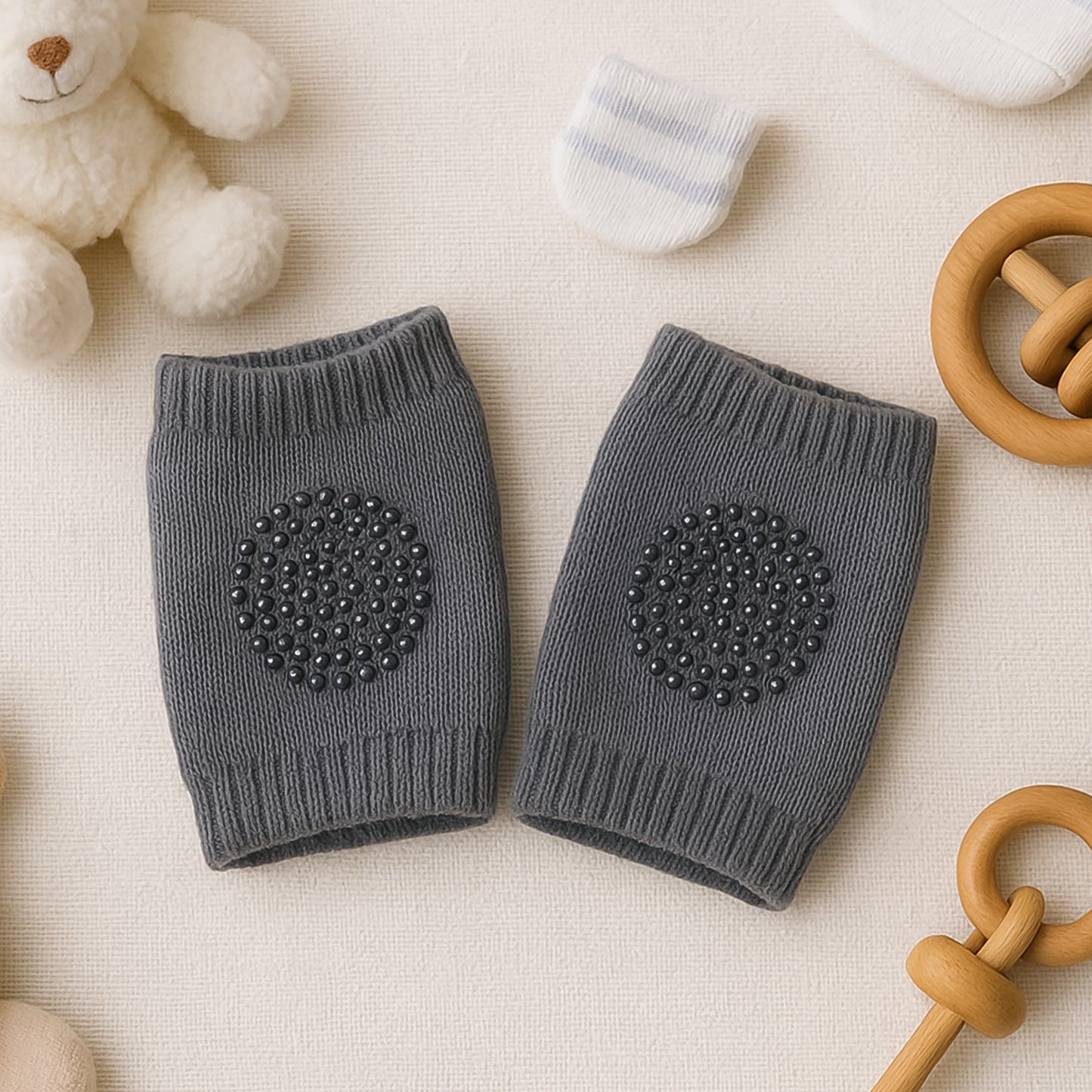 Toddler Wool Knit Knee Protector (Dark Grey)