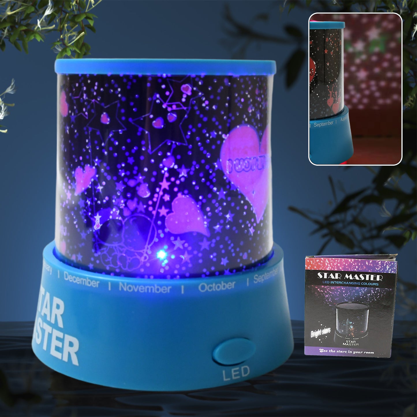 LED Projector Night Lamps Rotation With Music