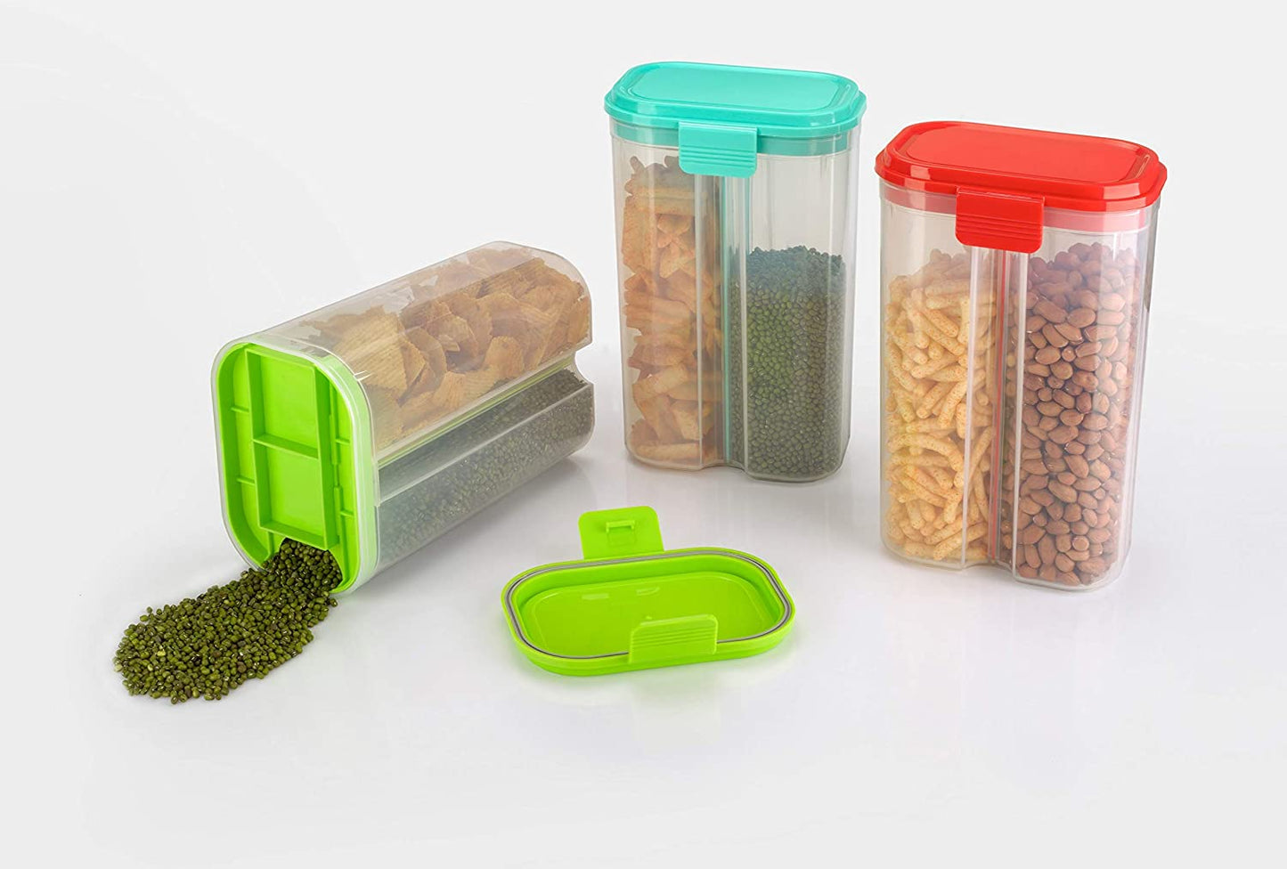 Plastic 2 Sections Air Tight Transparent Food Container (2 Ltr)