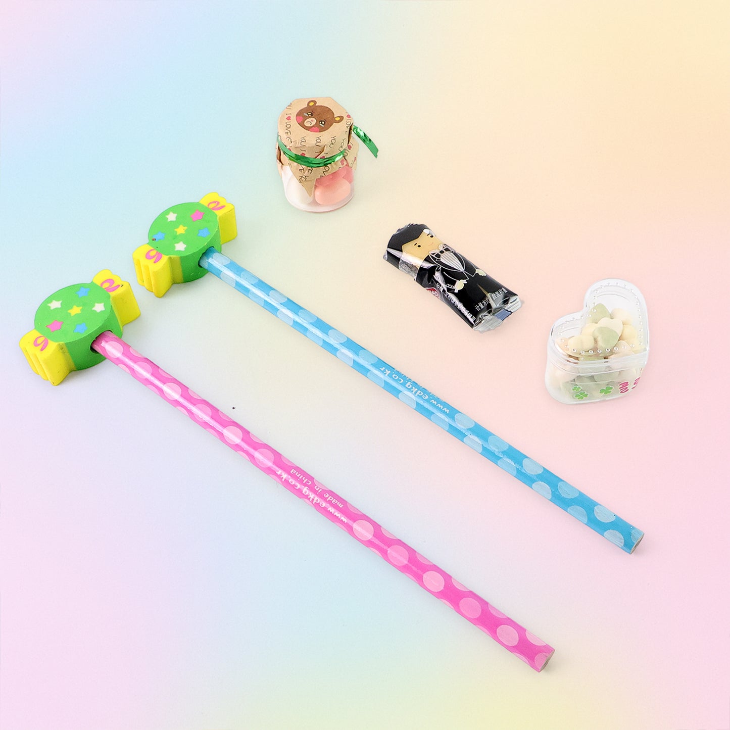 Fun Candy Design Pencil Set With Accessories (1 Set Mix Design)