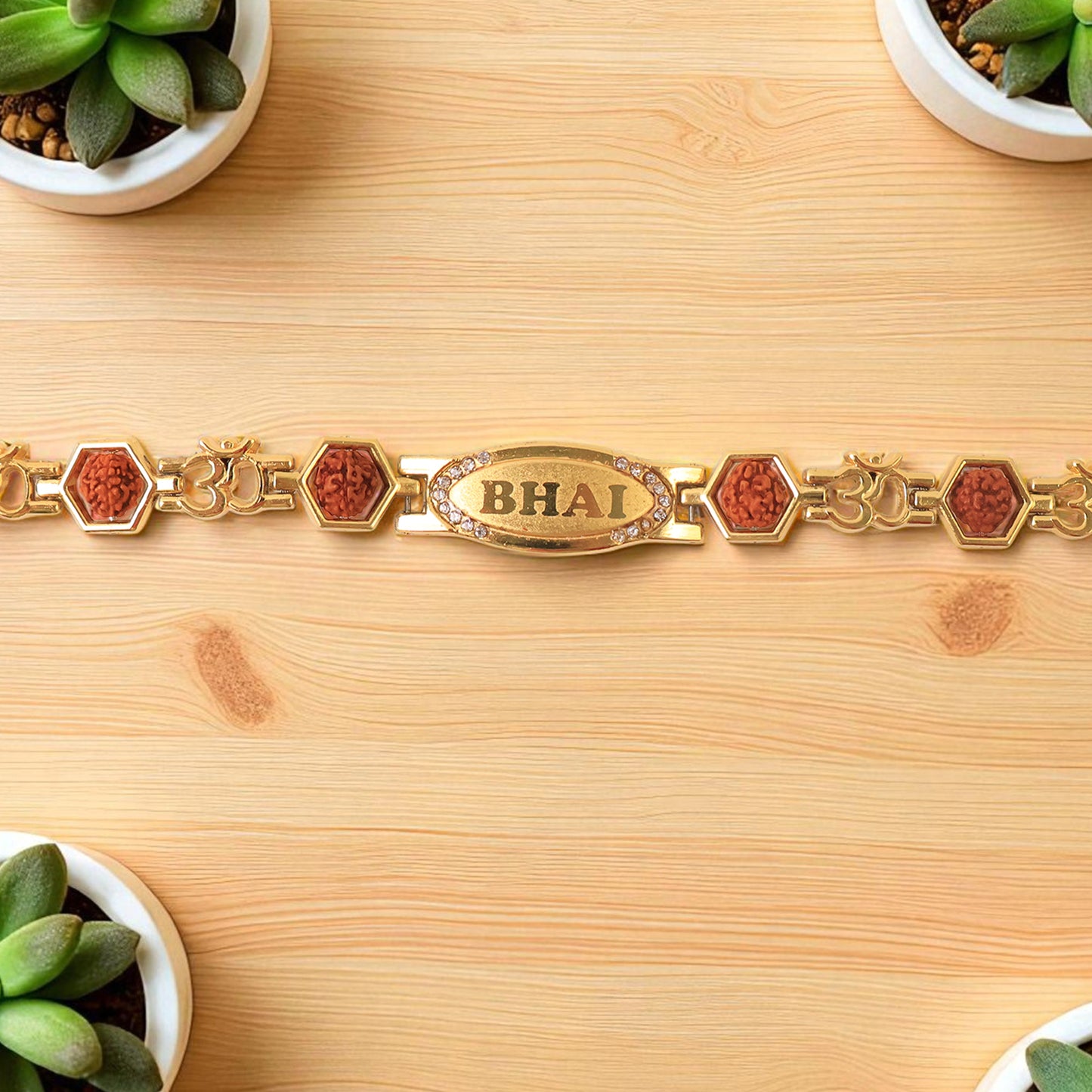 Rudraksh Metal Rakhi Bracelet For Brother (Mix Design 1 Pc)
