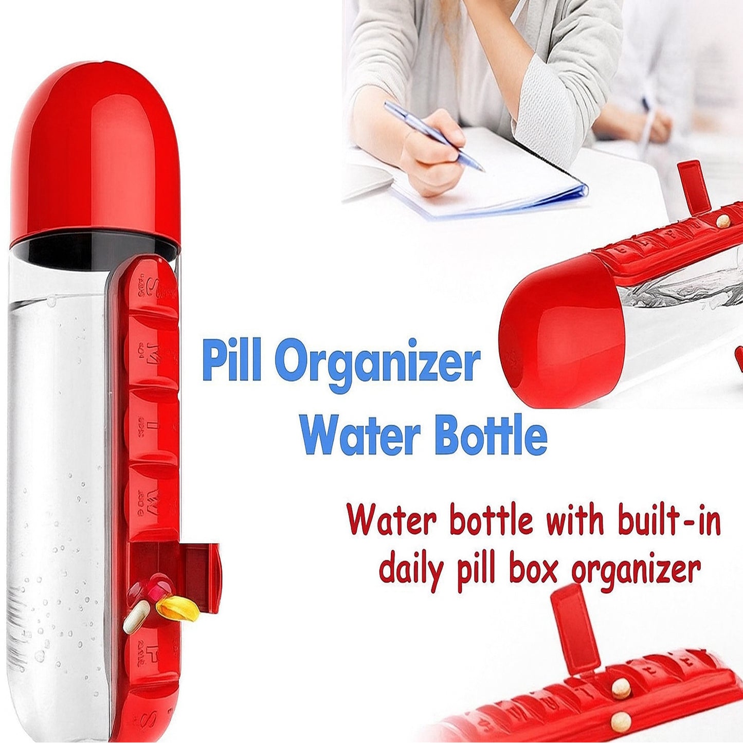 Water Bottle With Built-in Pill Organizer Approx 900ml