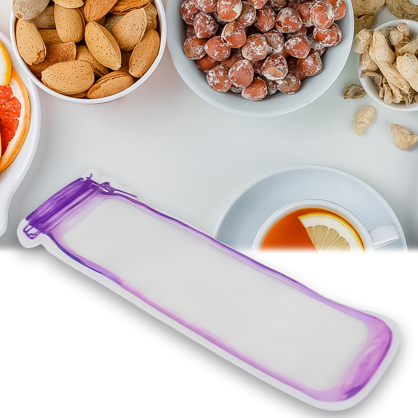 Food Storage Bag Bottles Shape Ziplock Bags Reusable (1 Pc 500 Ml)