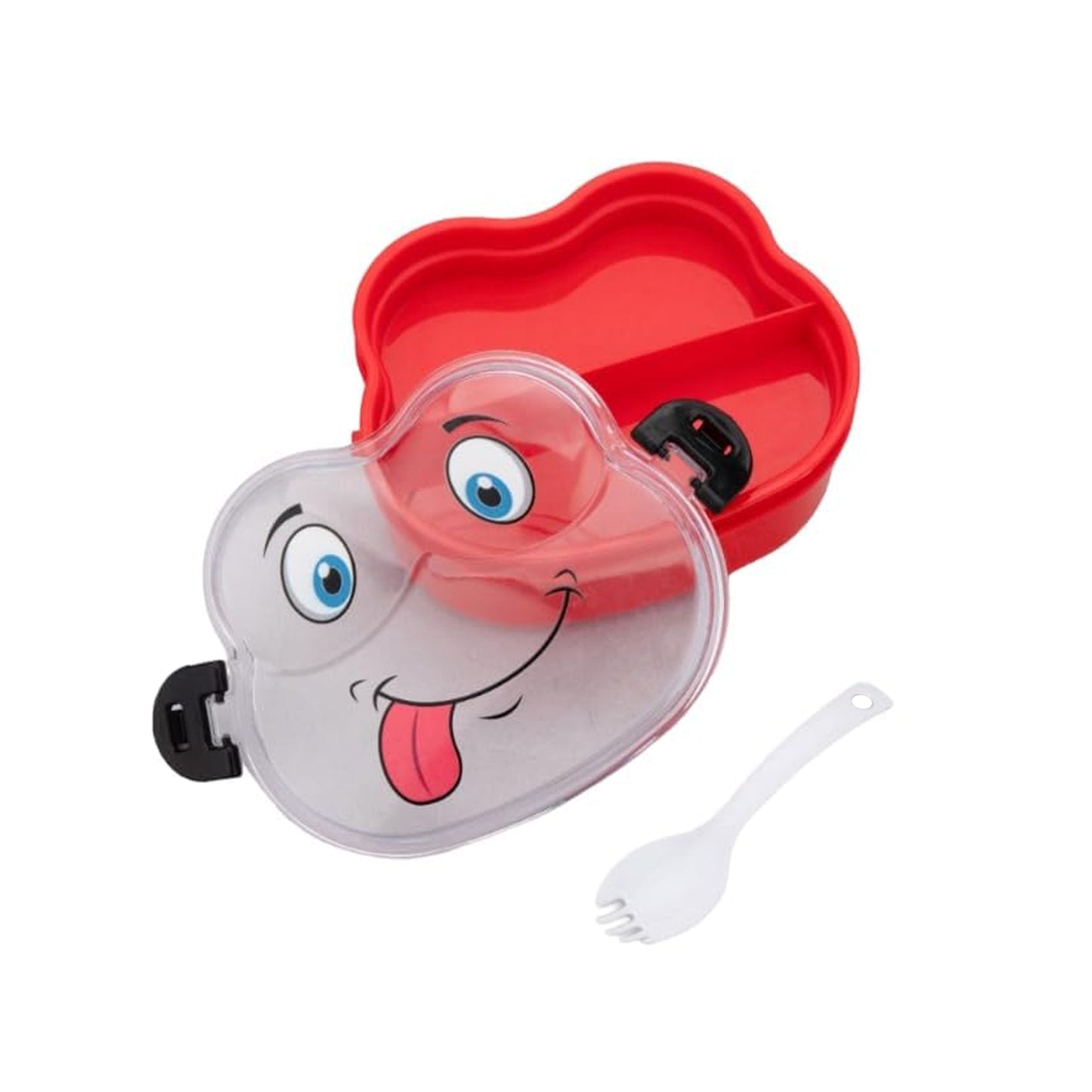 Double Layer Froggy Shape Lunch Box With Spoon (1 Pc Mix Color)