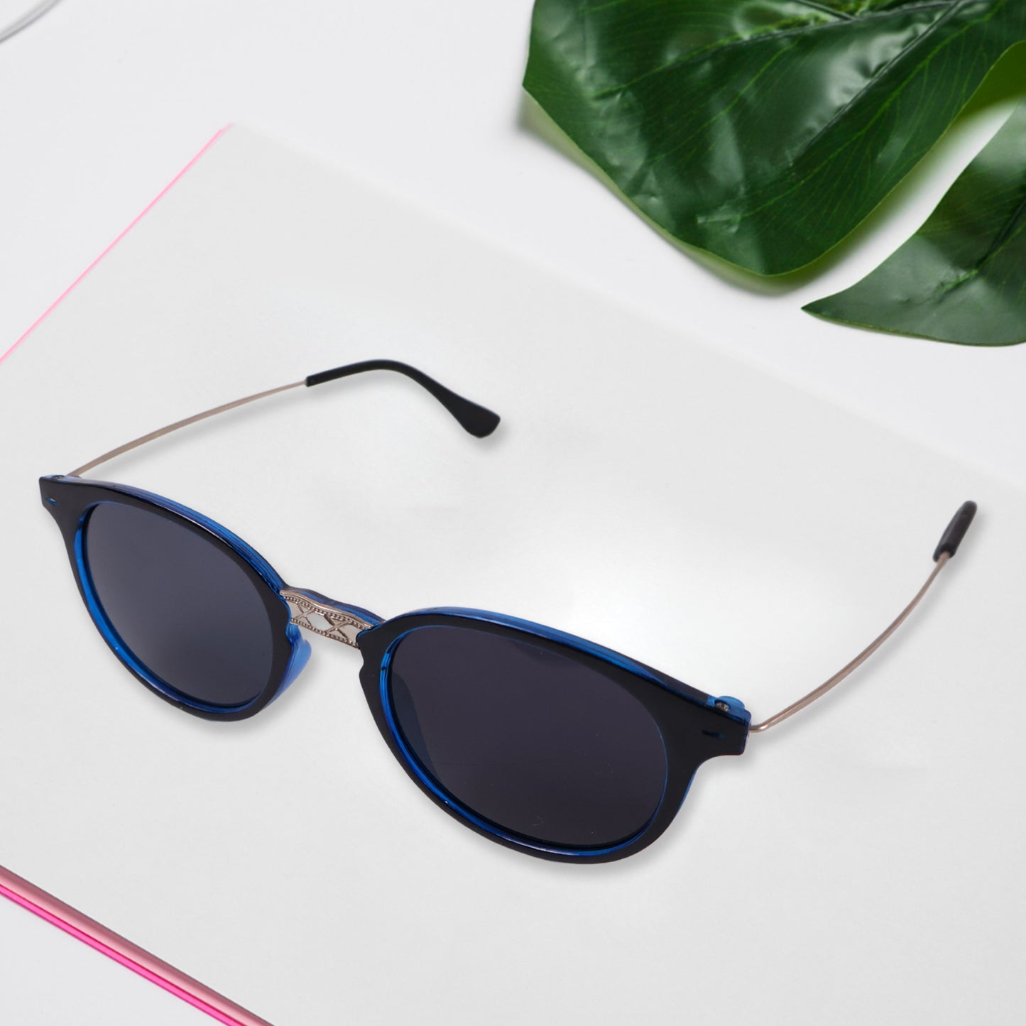 Blue Uv Protected Round Sunglasses Classic Sunglasses For Men Women Lightweight