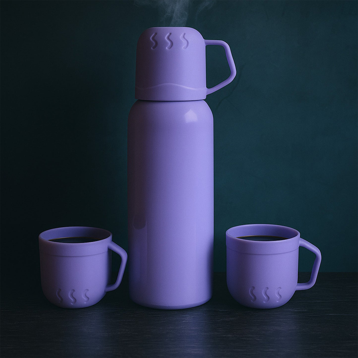 Stainless Steel Purple Vacuum Flask Set