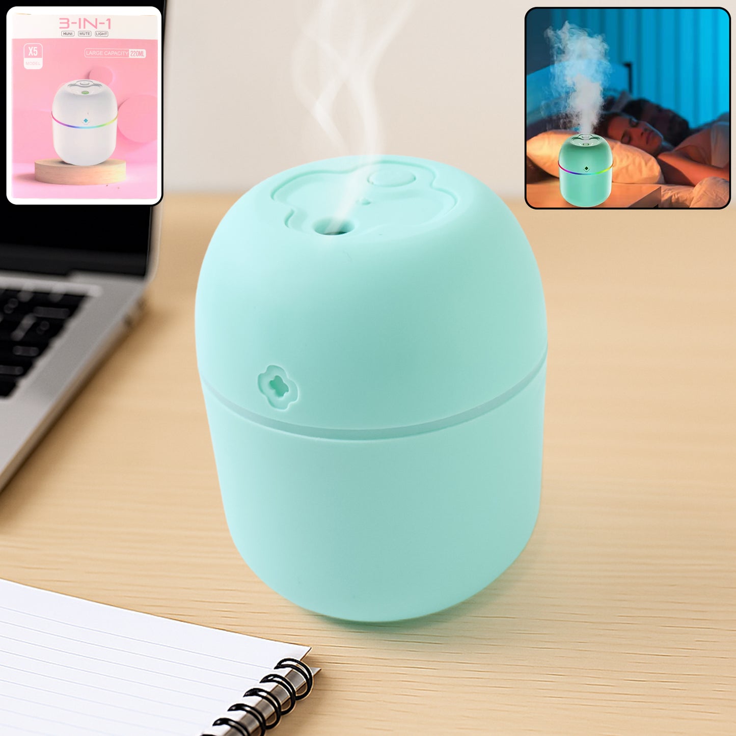 6785 Portable Lighting Mini Humidifier Usb Personal Desktop Air Humidifier For Baby Bedroom Travel Office Home With Light Cool Mist Humidifier Essential Oil Diffusers Cool Mist Humidifiers (250 Ml)