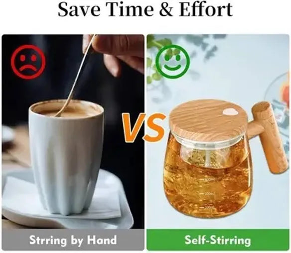 Self Stirring Wooden Coffee Mug