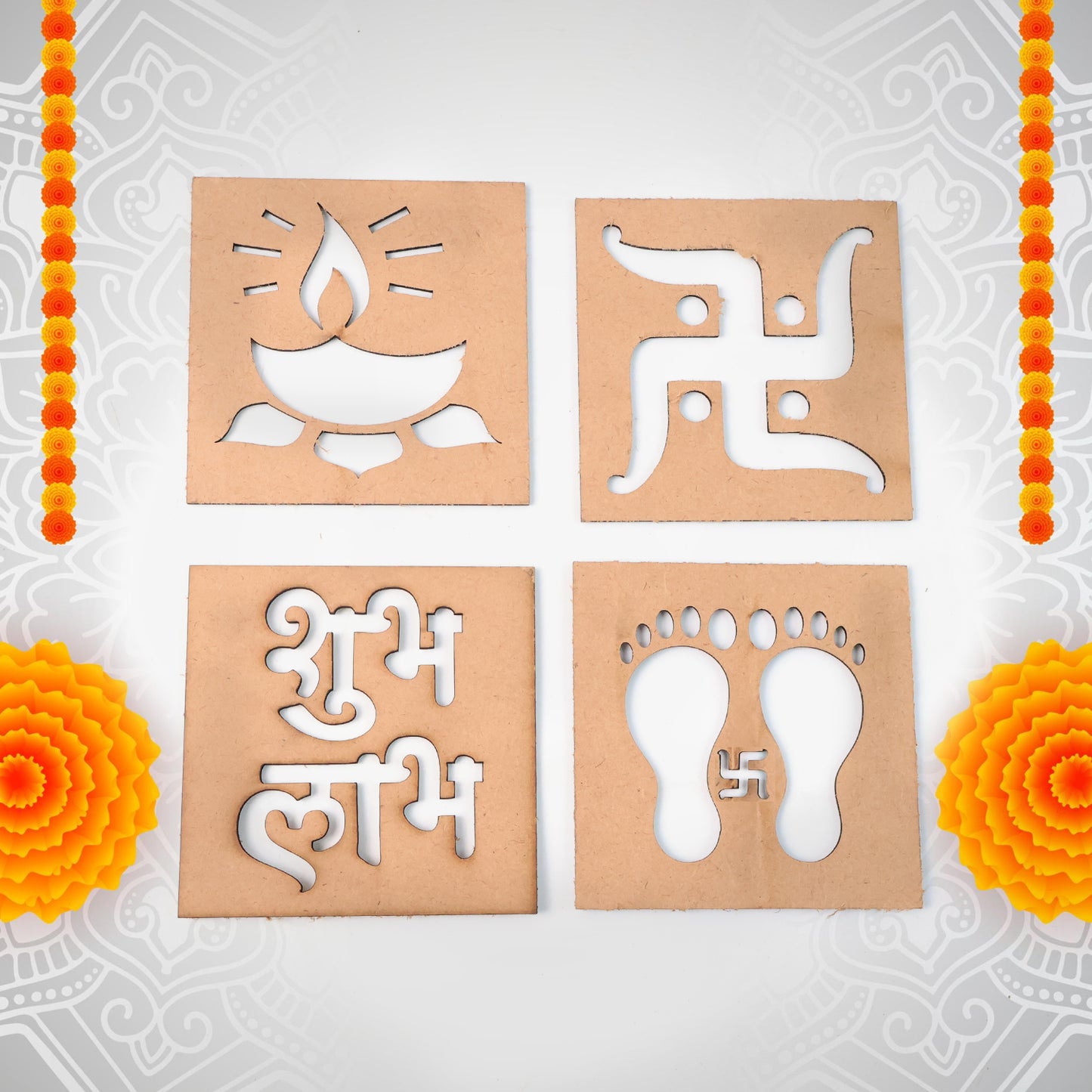 Wooden Decorative Cutouts (Mix Design 4 Pc)