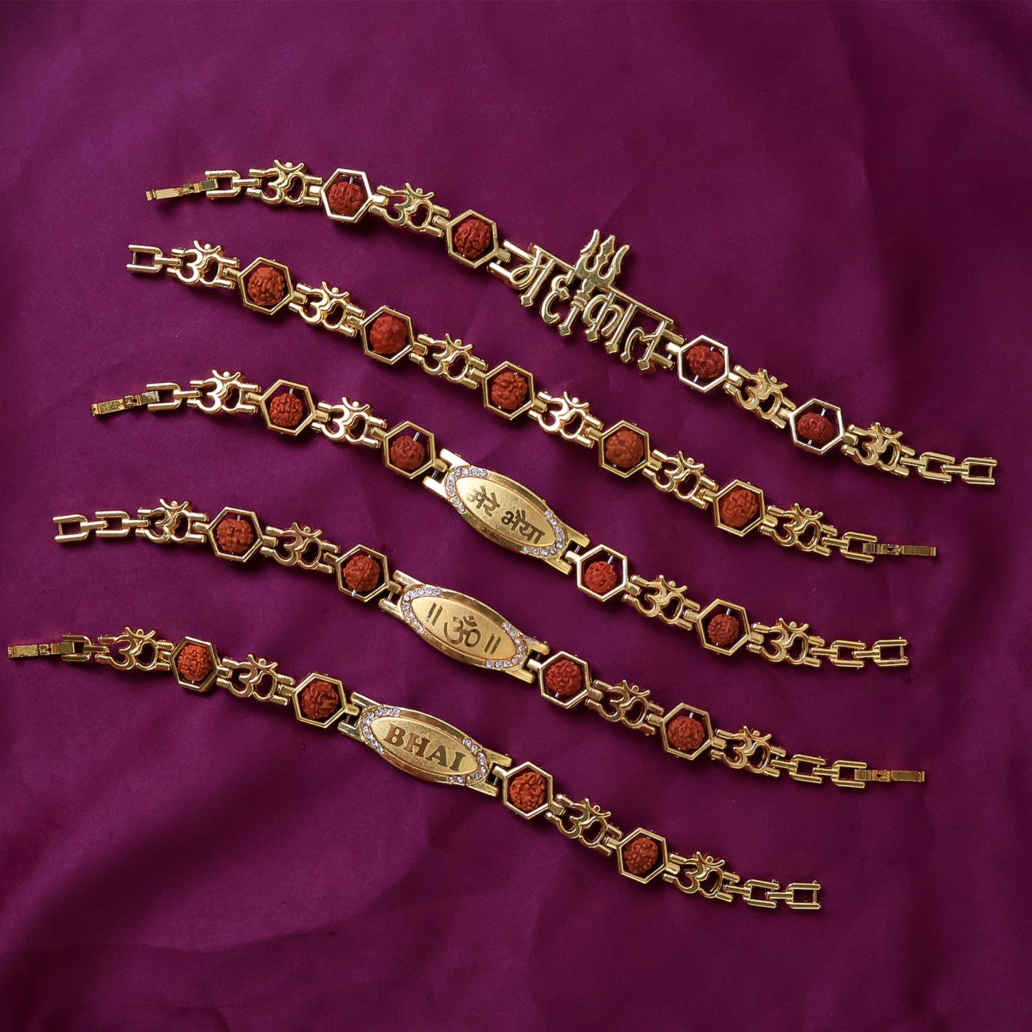 Rudraksh Metal Rakhi Bracelet For Brother (Mix Design 1 Pc)