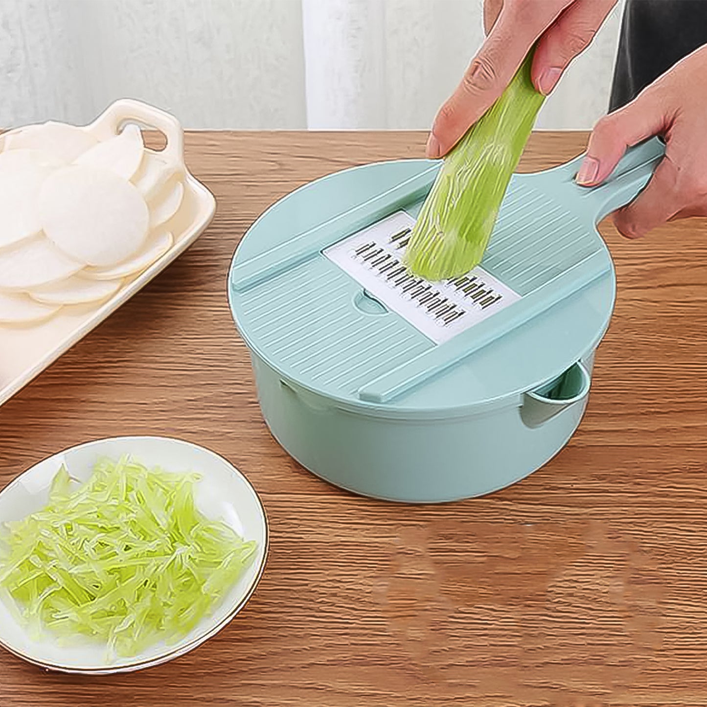 6 In 1 Vegetable Chopper with Drain Basket