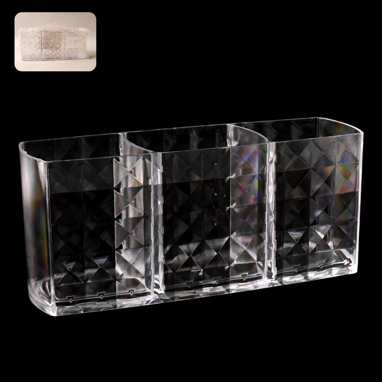 Elegant Crystal-effect 3-compartment Organizer