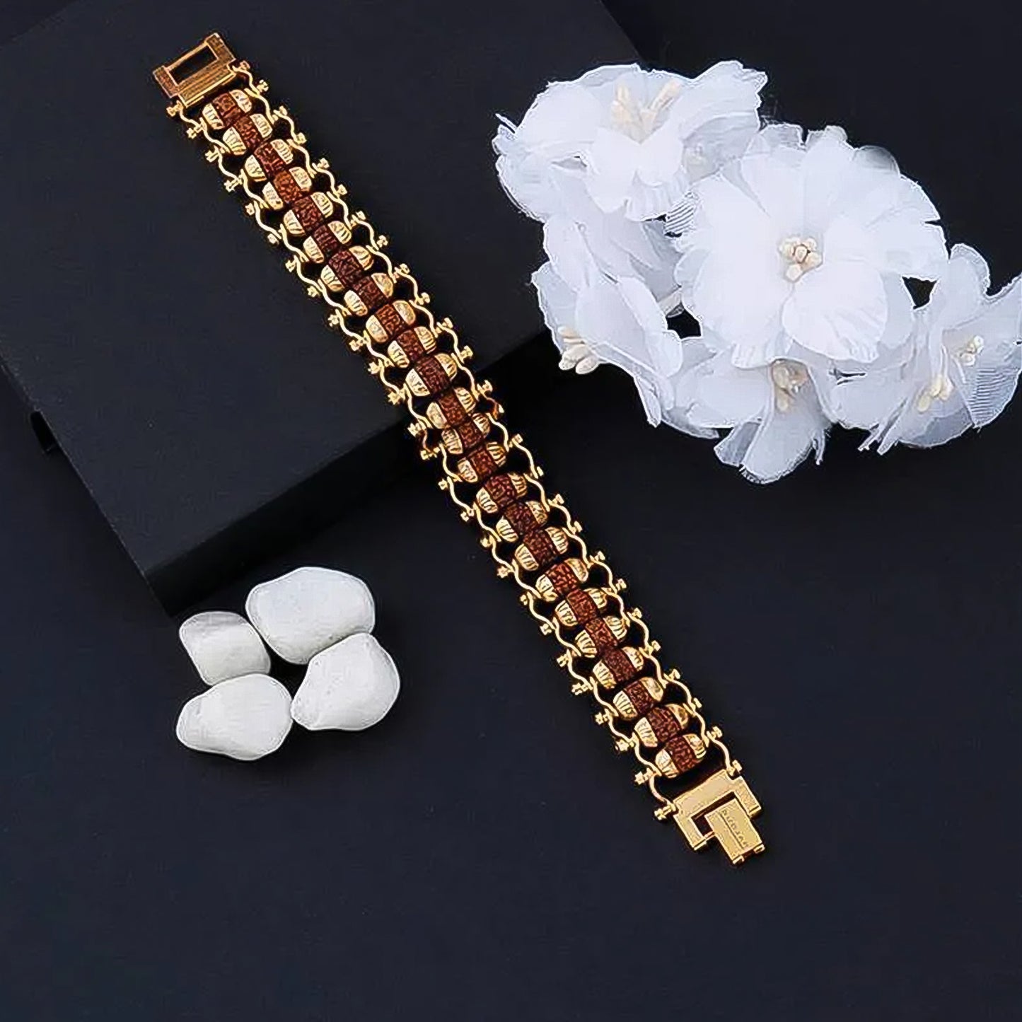 Golden Modern Rudraksha Bracelet Rakhi
