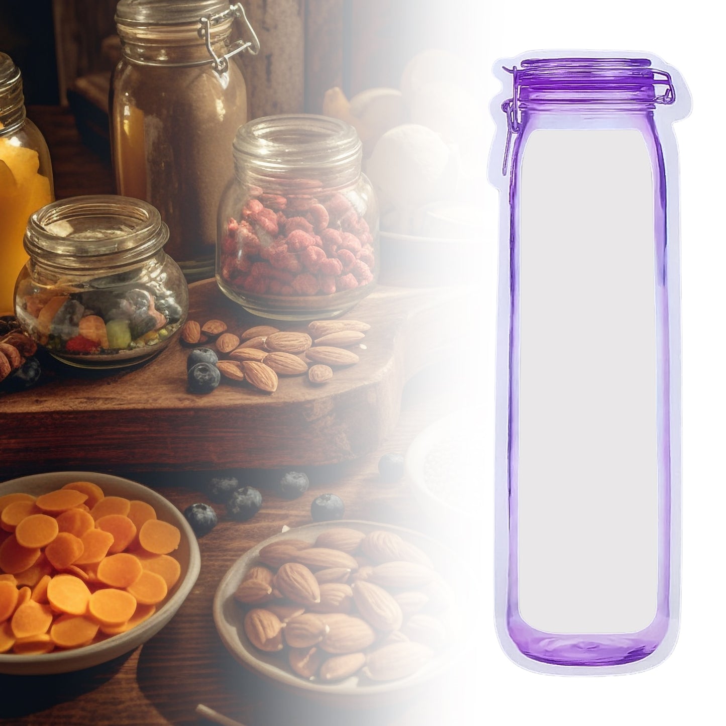 Food Storage Bag Bottles Shape Ziplock Bags Reusable (1 Pc 500 Ml)