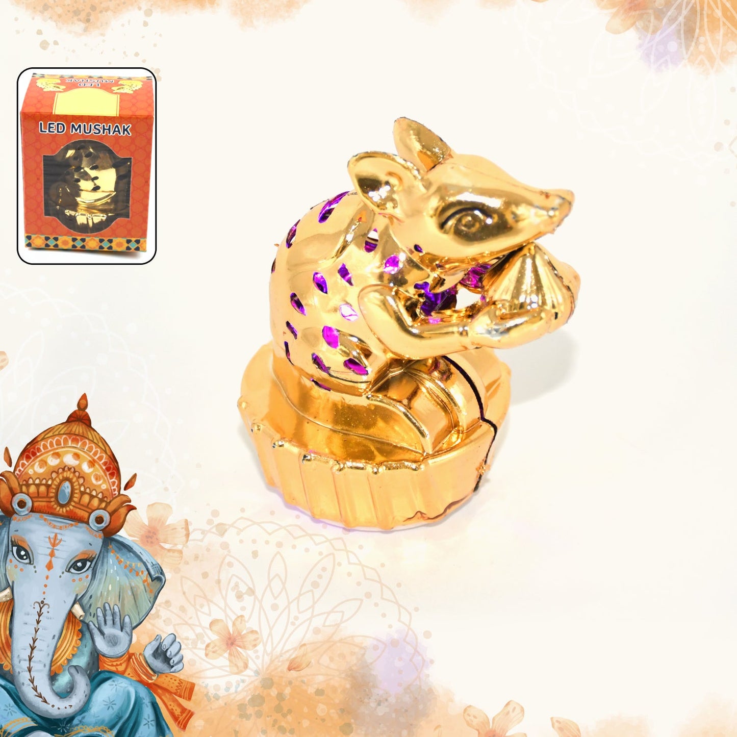 Multicolour Led Mushak Led Mooshak For Ganpati Decorations (1 Pc)